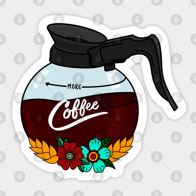 Diner Coffee Pot American Traditional Tattoo Art Sticker by HofDraws